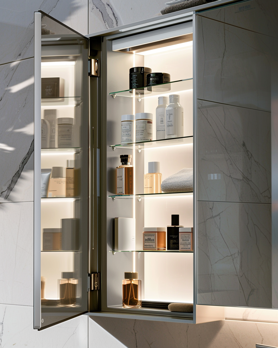 Mirror cabinet storage