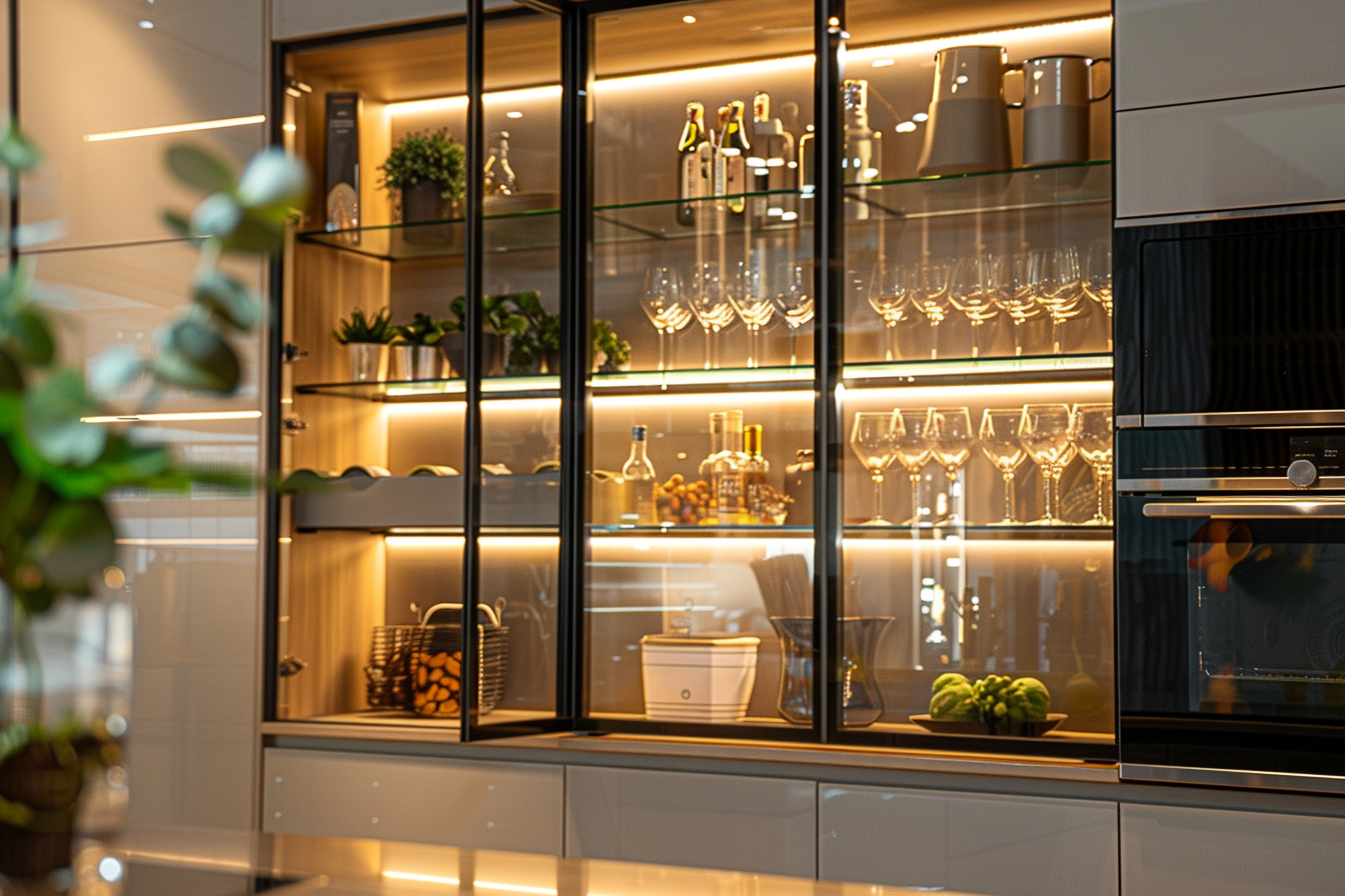 Glass Front Corner Cabinets