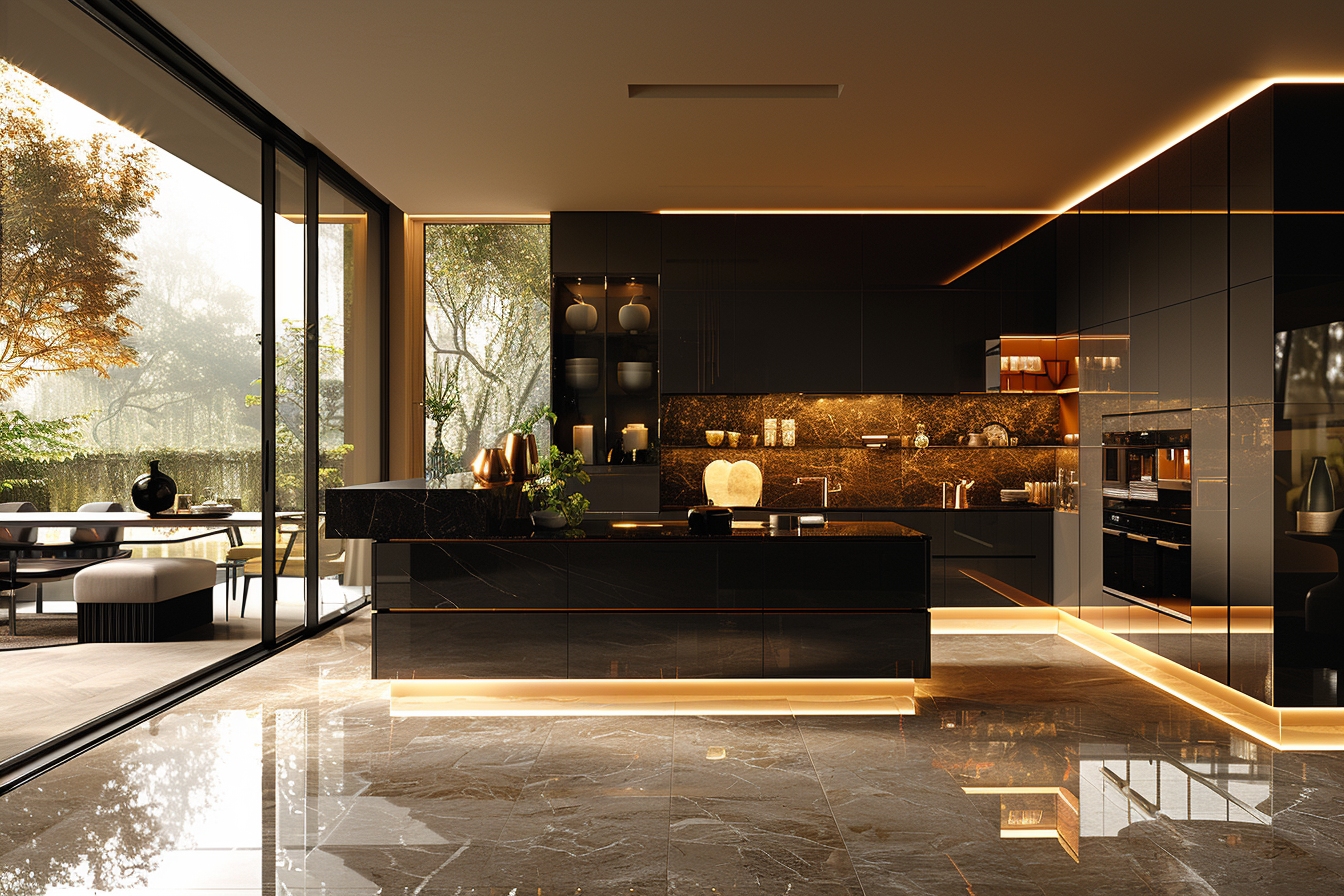 Two-Tone High Gloss Cabinets
