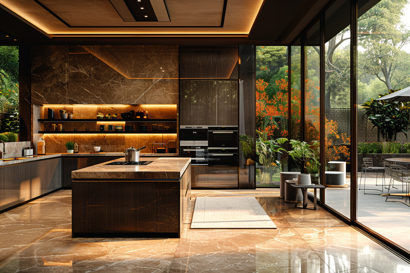 High Gloss Wood Effect Cabinets