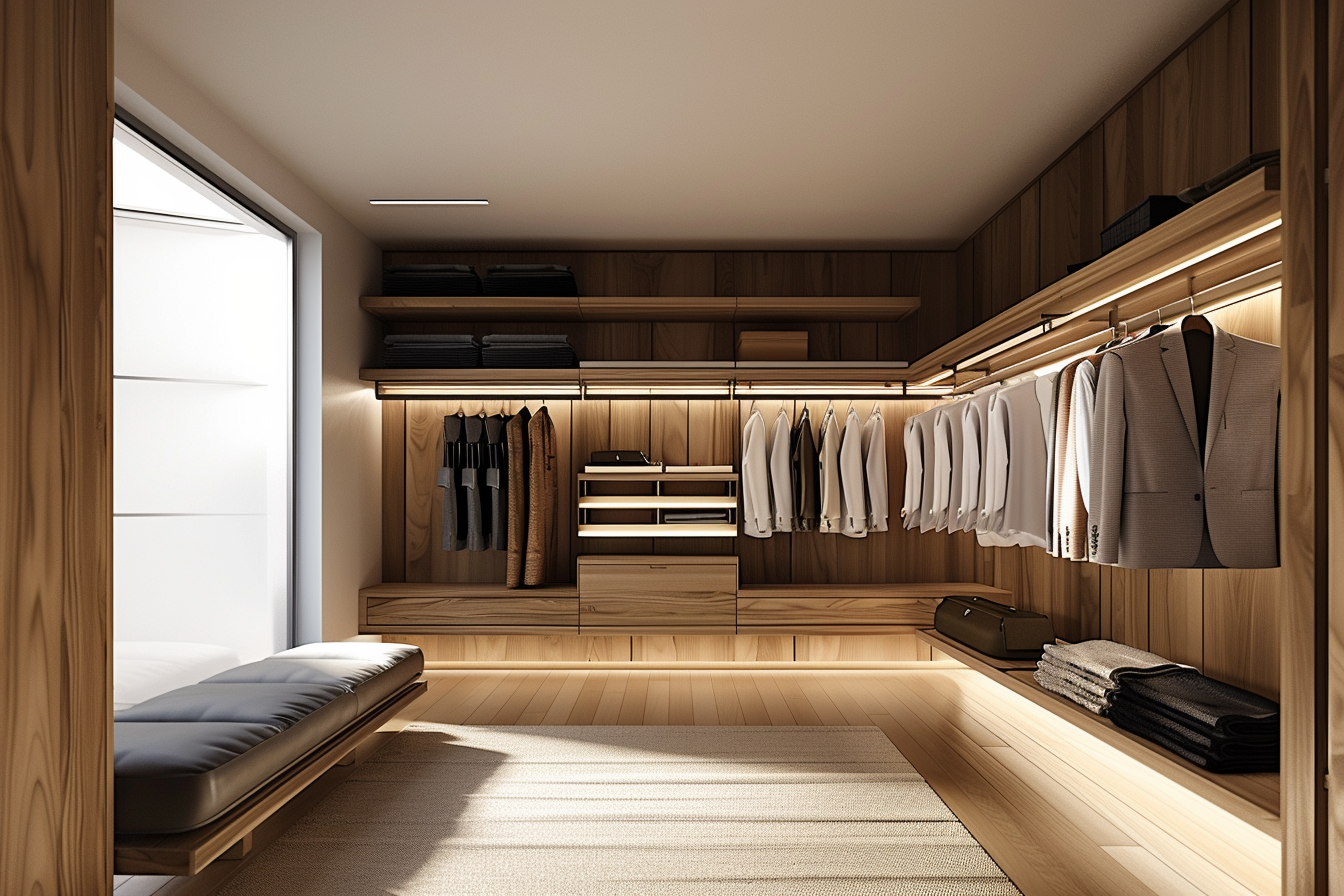 Wood Tone Open Wardrobes